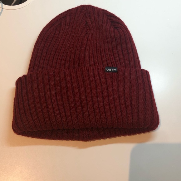 red obey beanie